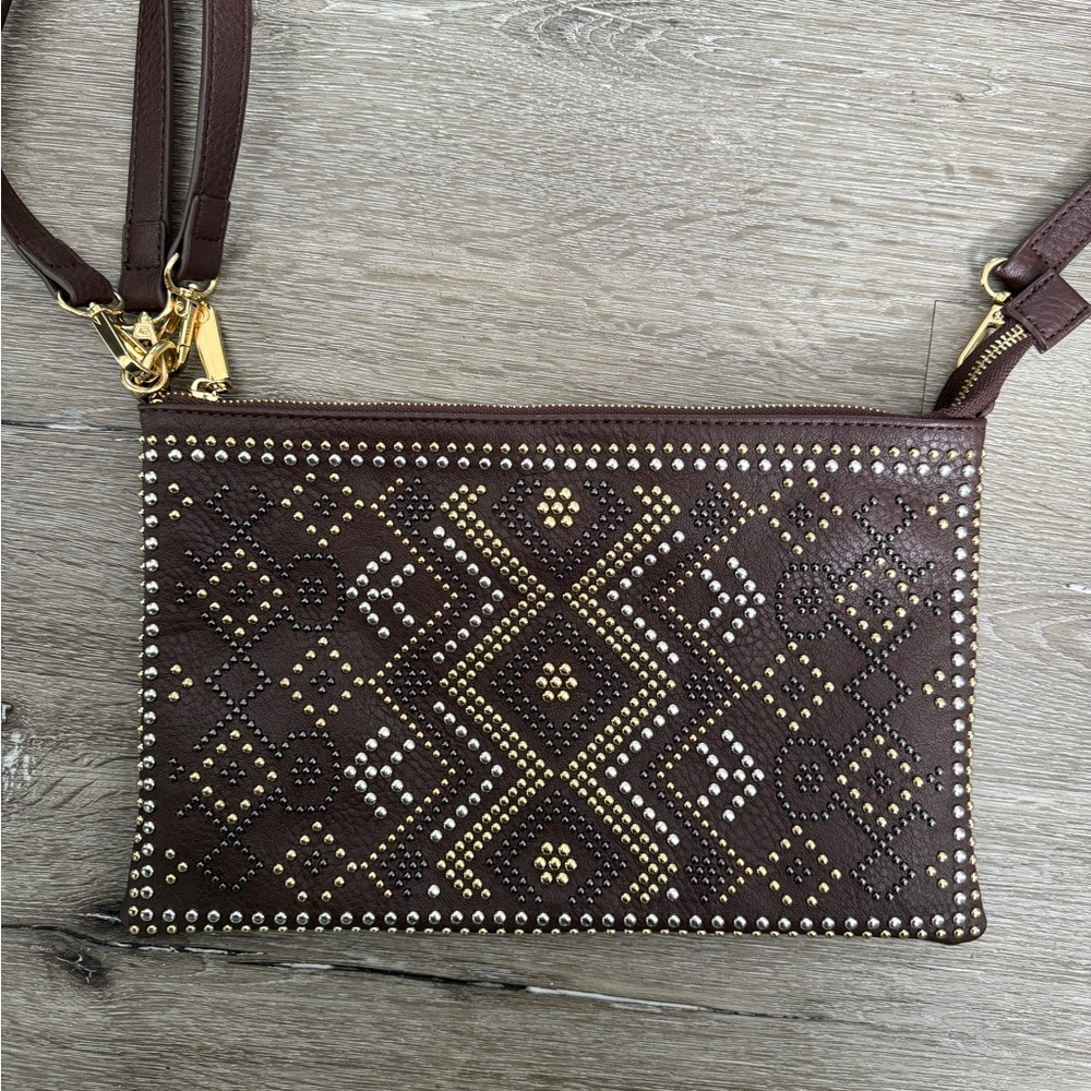 Charming Charlie Brown Studded Clutch